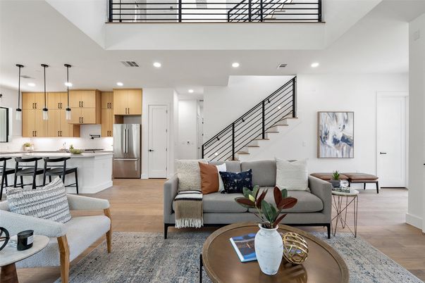 Interior, Kitchen, Living room, Pendant Lights, Recessed Lighting, Stainless Steel Appliances, Wood Texture Flooring