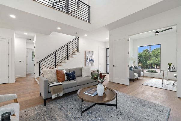 Interior, Living room, Recessed Lighting, Wood Texture Flooring