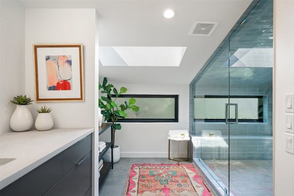 Bathroom, Glass Shower, Interior, Recessed Lighting