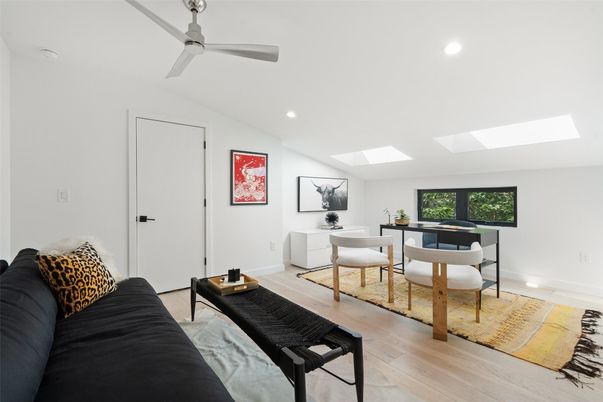 Home Office, Interior, Recessed Lighting, Wood Texture Flooring