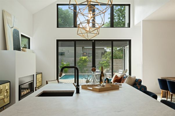 Chandelier, Fireplace, Interior, Pendant Lights, Pool