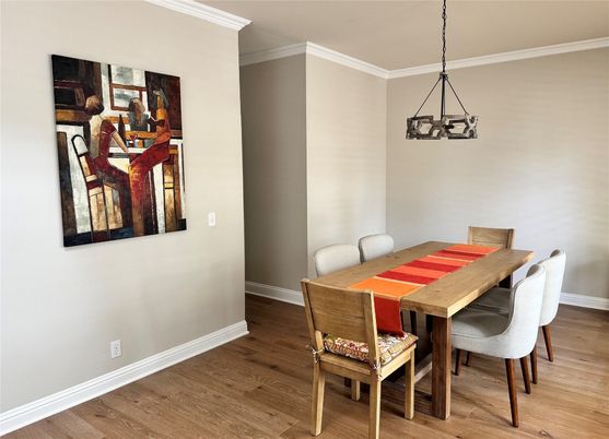 Chandelier, Dining room, Interior, Pendant Lights, Wood Texture Flooring