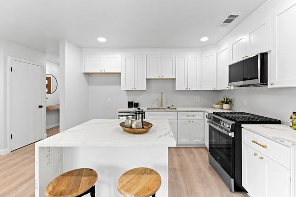Interior, Kitchen, Recessed Lighting, Wood Texture Flooring