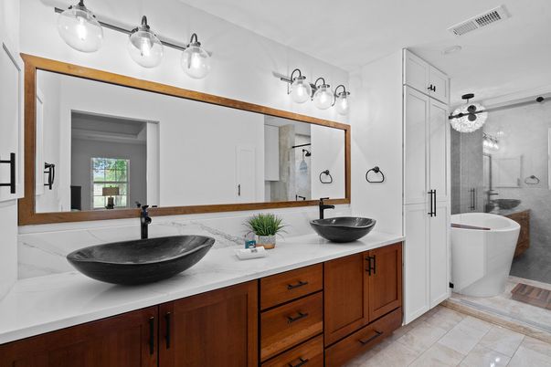 Bathroom, Dual Sink Vanities, Glass Shower, Interior
