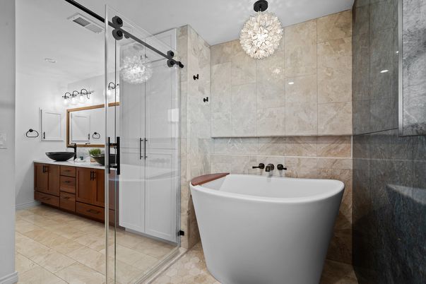 Bathroom, Free Standing Baths, Glass Shower, Interior