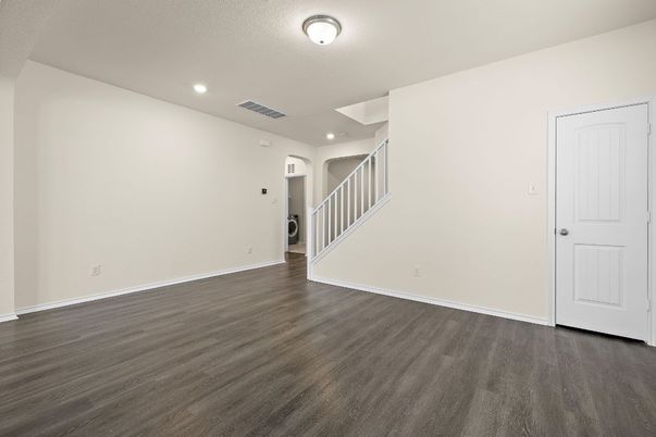 Empty room, Interior, Recessed Lighting, Wood Texture Flooring