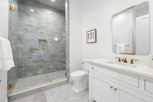 Bathroom, Glass Shower, Interior, Recessed Lighting