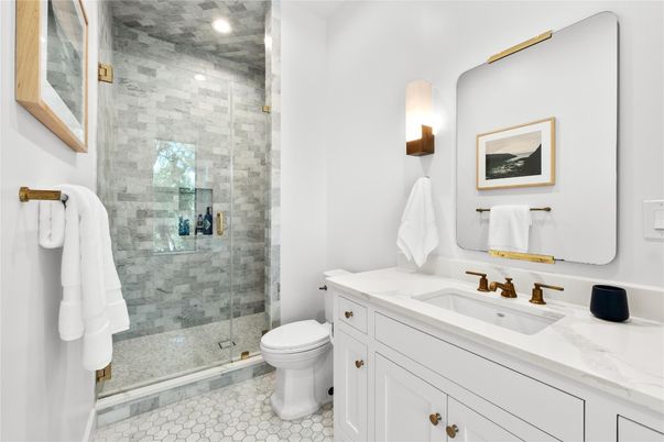 Bathroom, Glass Shower, Interior, Recessed Lighting