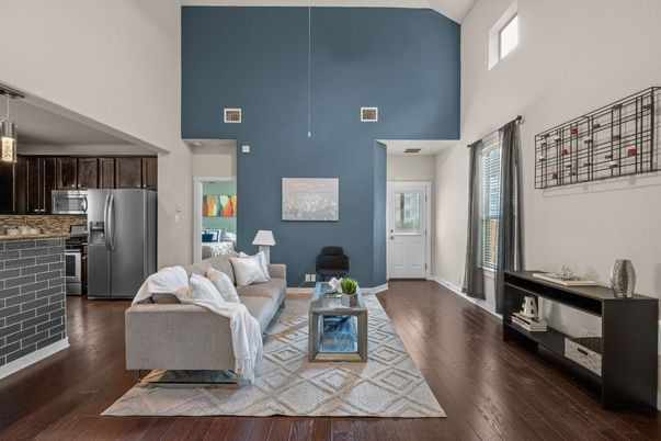 Interior, Kitchen, Living room, Stainless Steel Appliances, Wood Texture Flooring
