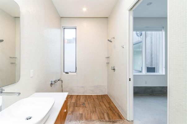 Bathroom, Interior, Recessed Lighting, Wood Texture Flooring