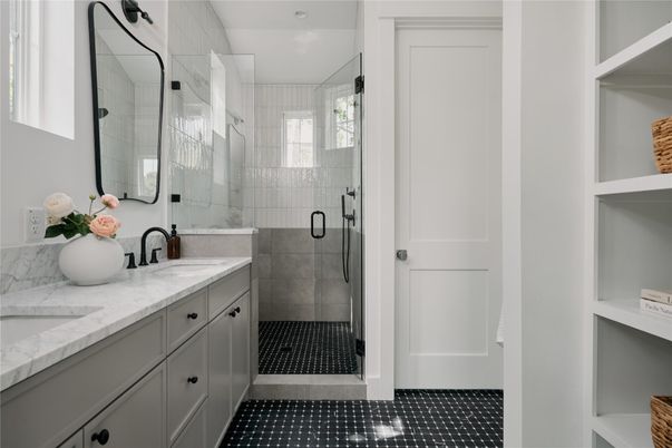 Bathroom, Dual Sink Vanities, Glass Shower, Interior