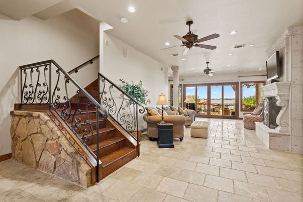 Fireplace, Interior, Living room, Recessed Lighting
