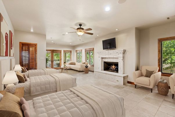 Bedroom, Fireplace, Interior, Recessed Lighting