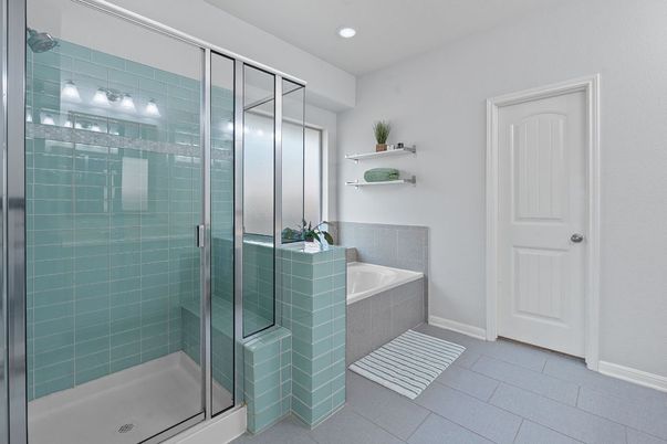 Bathroom, Glass Shower, Interior, Recessed Lighting