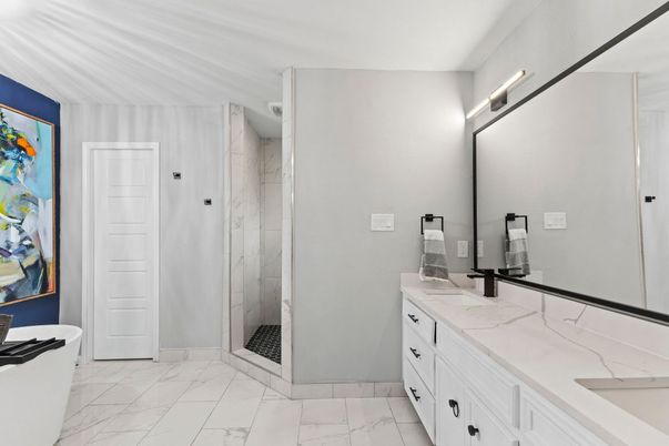 Bathroom, Dual Sink Vanities, Interior, Marble, Marble Walls