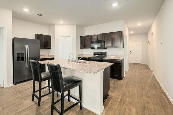 Interior, Kitchen, Recessed Lighting, Wood Texture Flooring