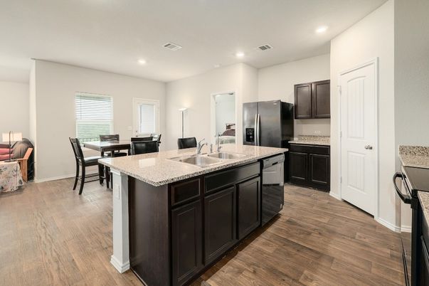 Dining room, Interior, Kitchen, Recessed Lighting, Wood Texture Flooring