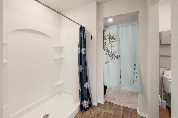 Bathroom, Interior, Recessed Lighting, Wood Texture Flooring