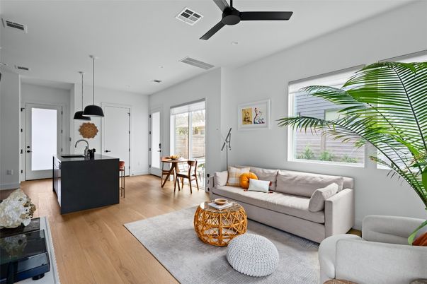 Dining room, Interior, Kitchen, Living room, Pendant Lights, Recessed Lighting, Wood Texture Flooring