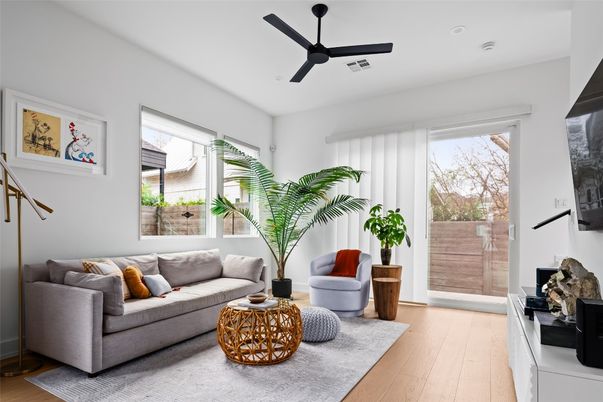 Interior, Living room, Recessed Lighting, Wood Texture Flooring
