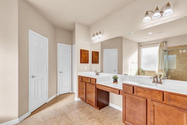 Bathroom, Dual Sink Vanities, Glass Shower, Interior