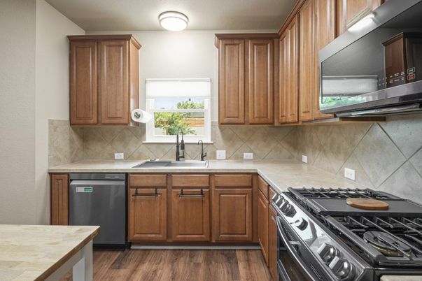 Interior, Kitchen, Stainless Steel Appliances, Wood Texture Flooring