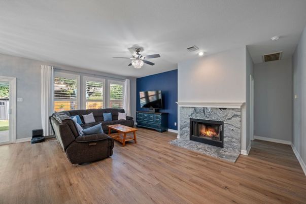 Fireplace, Interior, Living room, Wood Texture Flooring