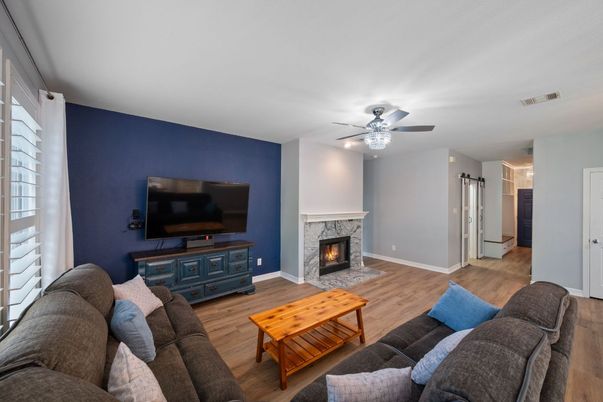 Fireplace, Interior, Living room, Wood Texture Flooring