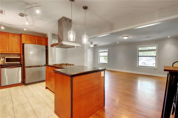 Interior, Kitchen, Pendant Lights, Wood Texture Flooring
