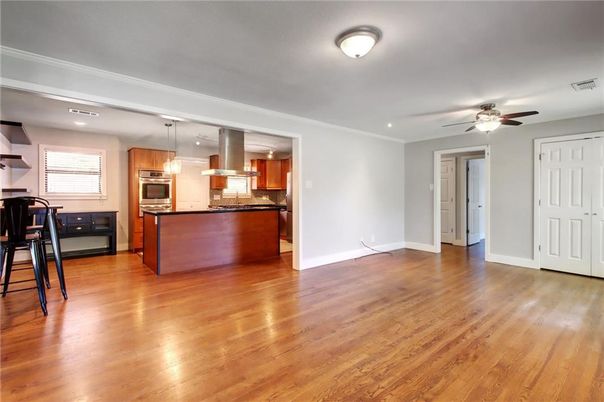 Interior, Kitchen, Pendant Lights, Recessed Lighting, Wood Texture Flooring