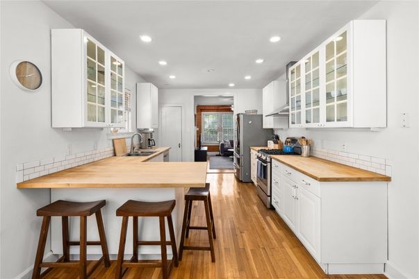 Interior, Kitchen, Recessed Lighting, Wood Texture Flooring