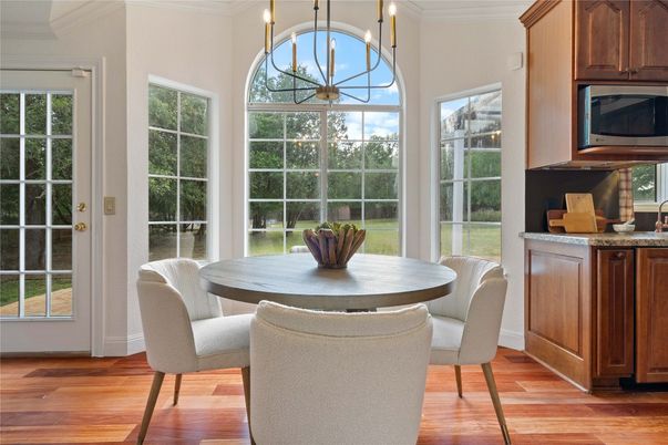 Chandelier, Dining room, Interior, Wood Texture Flooring