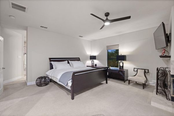 Bedroom, Fireplace, Interior