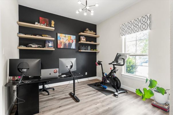 Fitness Equipment, Home Office, Interior, Wood Texture Flooring
