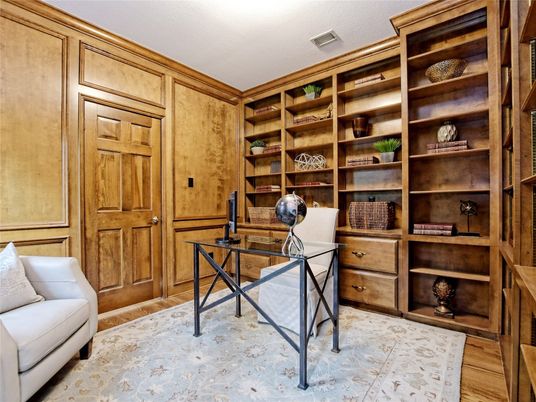 Home Office, Interior, Wood Texture Flooring, Wooden Walls