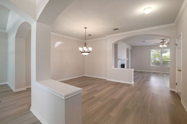 Chandelier, Empty room, Interior, Wood Texture Flooring