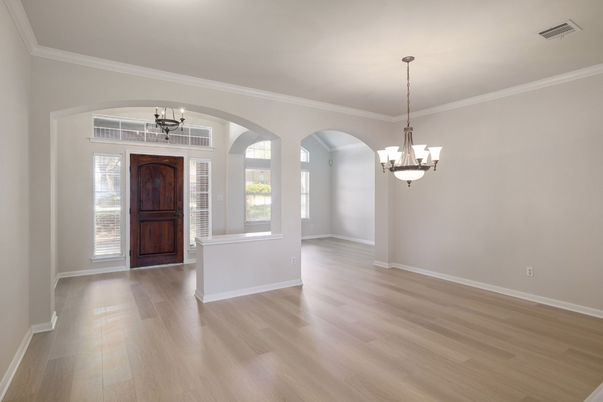 Chandelier, Empty room, Interior, Wood Texture Flooring