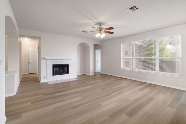 Empty room, Fireplace, Interior, Wood Texture Flooring
