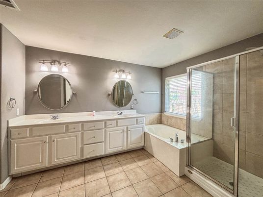 Bathroom, Dual Sink Vanities, Glass Shower, Interior