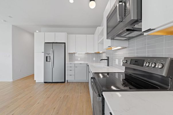 Interior, Kitchen, Recessed Lighting, Wood Texture Flooring