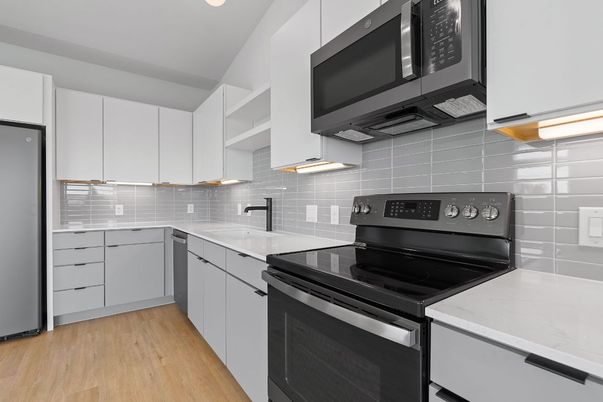 Interior, Kitchen, Stainless Steel Appliances, Wood Texture Flooring