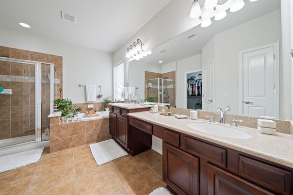 Bathroom, Dual Sink Vanities, Glass Shower, Interior, Recessed Lighting