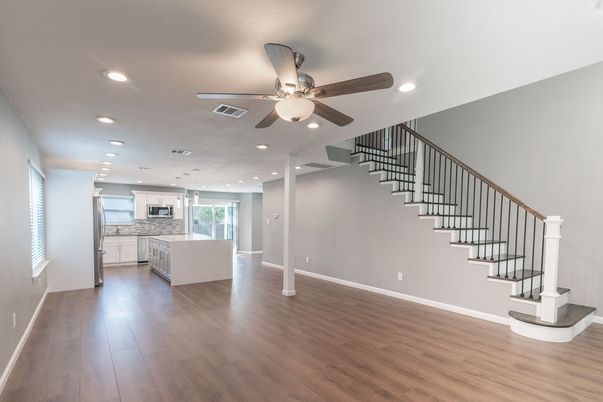 Interior, Kitchen, Recessed Lighting, Wood Texture Flooring