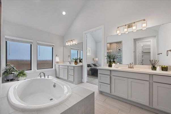 Bathroom, Dual Sink Vanities, Interior, Recessed Lighting