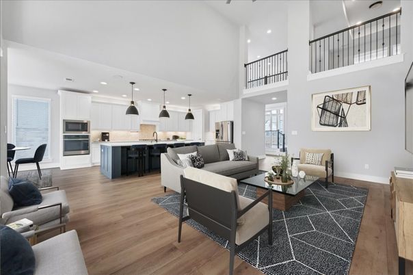 Dining room, Interior, Kitchen, Living room, Pendant Lights, Recessed Lighting, Stainless Steel Appliances, Wood Texture Flooring