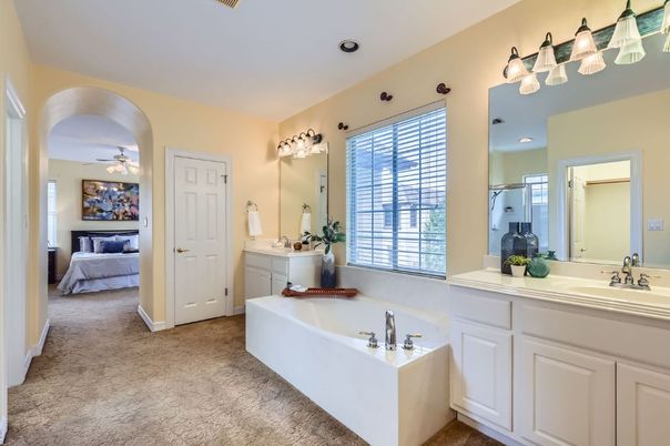 Bathroom, Bedroom, Dual Sink Vanities, Interior, Recessed Lighting