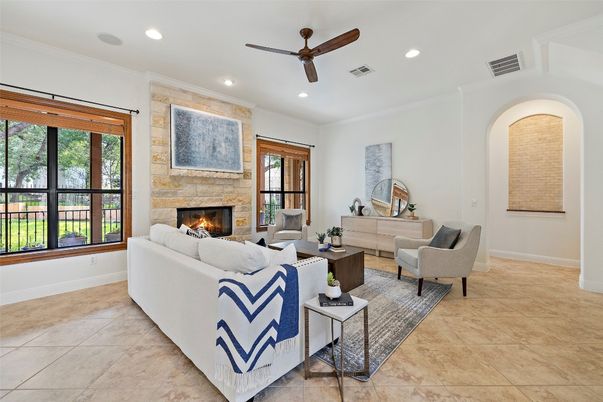 Fireplace, Interior, Living room, Recessed Lighting