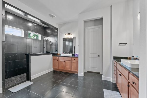 Bathroom, Dual Sink Vanities, Glass Shower, Interior