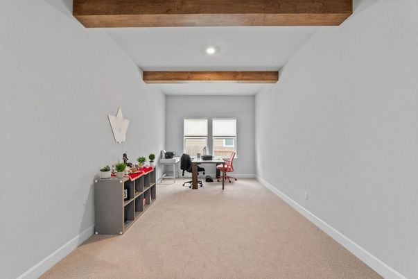 Home Office, Interior, Recessed Lighting, Wooden Beams
