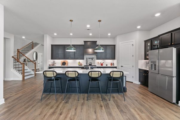 Interior, Kitchen, Pendant Lights, Recessed Lighting, Wood Texture Flooring
